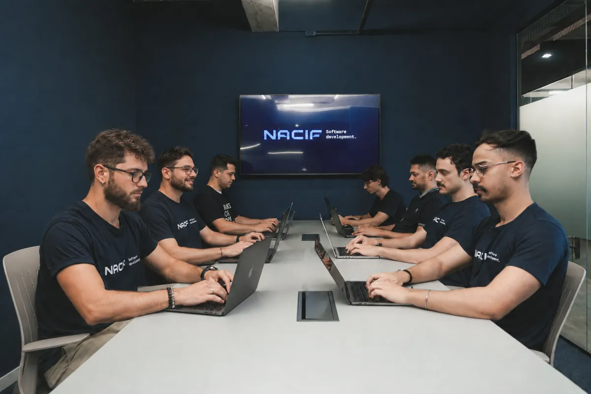 The Nacif engineering team working side by side in the office